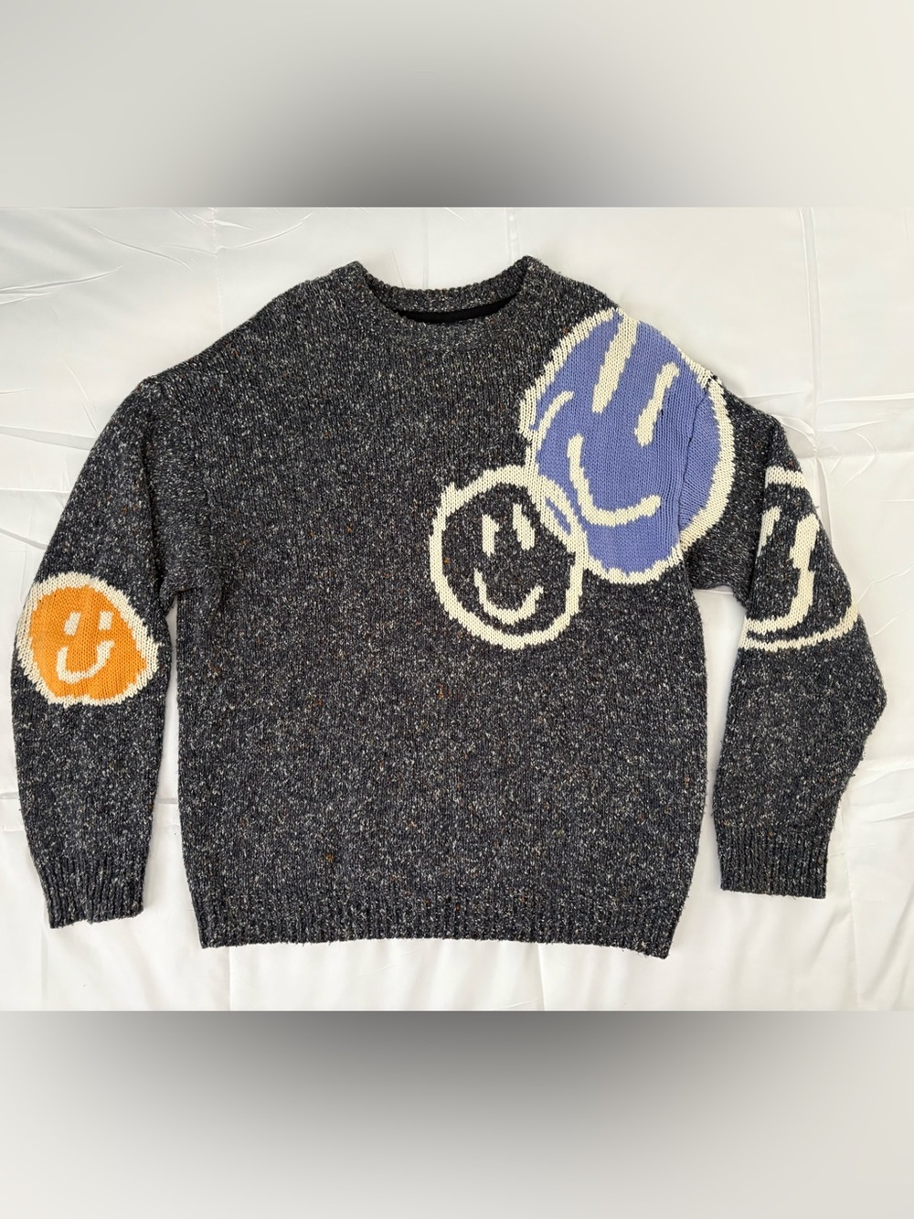Urban Outfitters Smiley Face Dark Gray Oversized Unisex Sweater Size Medium
